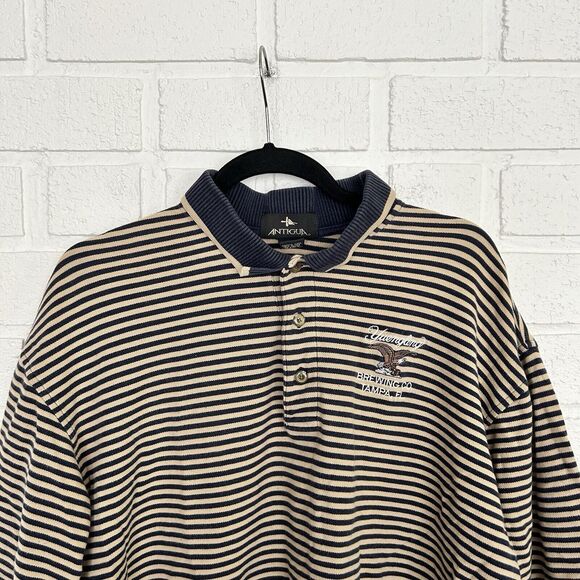 Vintage Yuengling Brewing Co Polo Shirt Mens Large Antigua Striped Eagle Logo - Picture 1 of 8